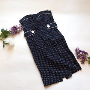 CHARLOTTE RUSSE Pinup Navy Blue Polka dot dress S